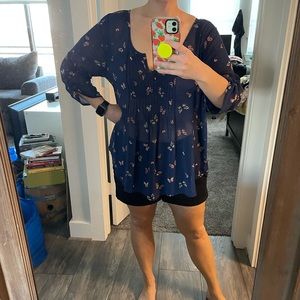 Blue and pink butterfly blouse torrid